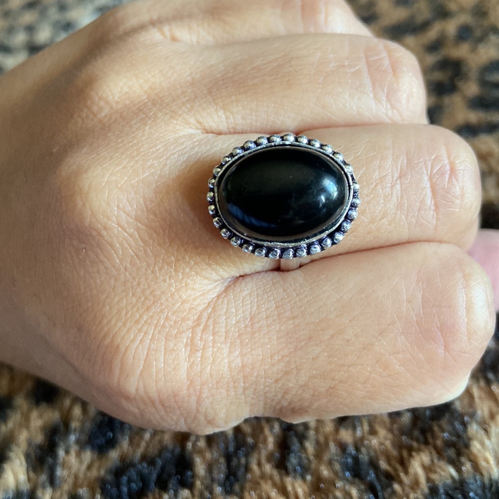Onyx Silver Plated Hand Crafted Ring